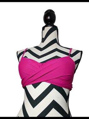 Criss Cross Tie Back Hot Pink Bikini Top